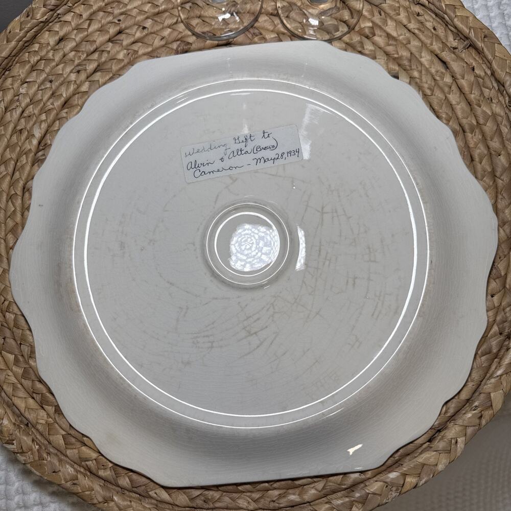 Harker Hotoven Chinawear Pottery Thatched Cottage Platter Cake Plate and Server - Picture 7 of 16